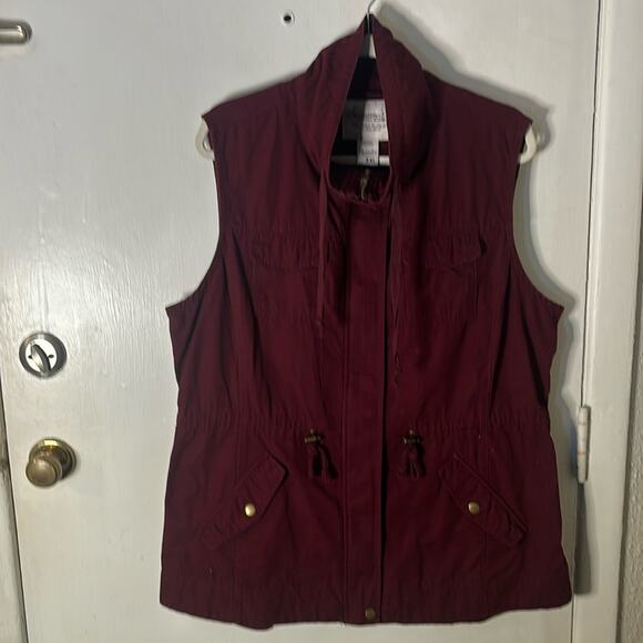American Rag Cie 1984 Women's Maroon Sleeveless Utility Vest XXL Gorpcore Plus - Picture 1 of 8